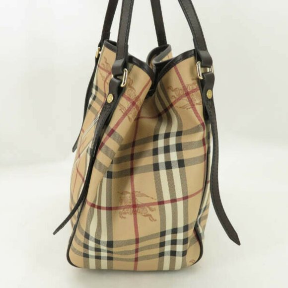 AUTH BURBERRY HAYMARKET CHECK CANTERBURY TOTE BAG - Picture 5 of 16